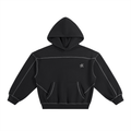 Contrast-Stitched Boxy Fleece Hoodie